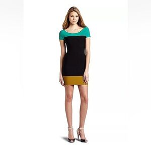 NWT BCBG Fitted Dress Black/Green Size M